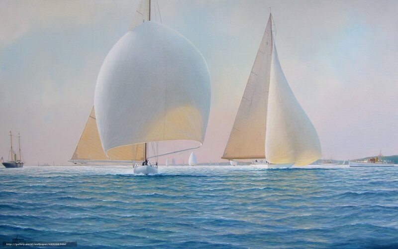 Sailboats racing on the sea