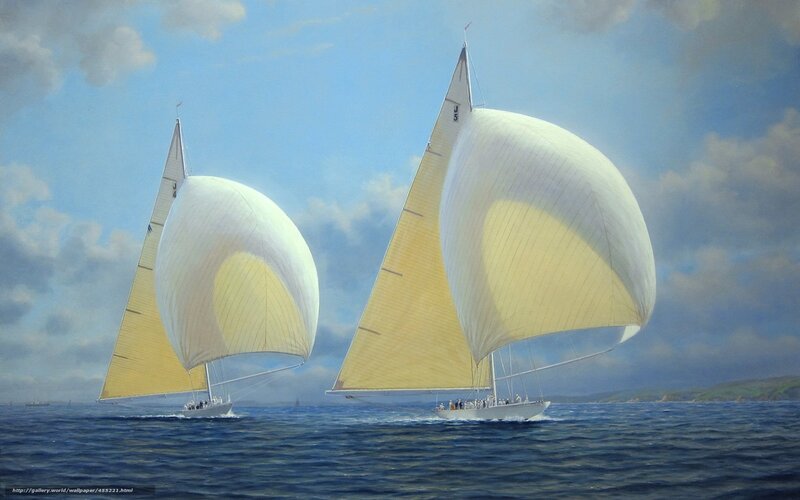 Sailboats racing on the sea