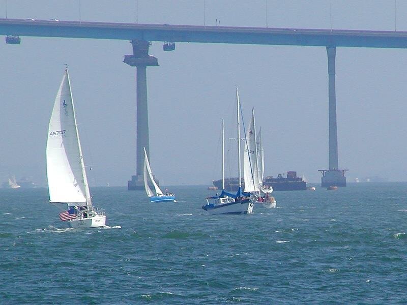 Sailboats under Bridge