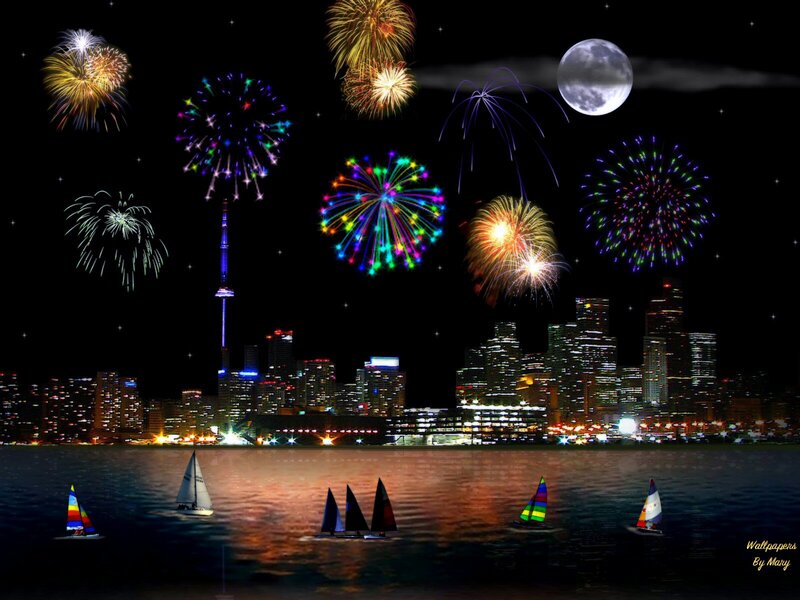 Sailboats under Fireworks