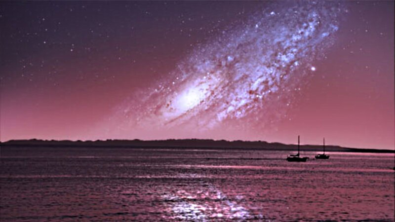 Sailboats under Galaxy