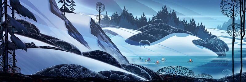 Sailing Boats in Winter Landscape