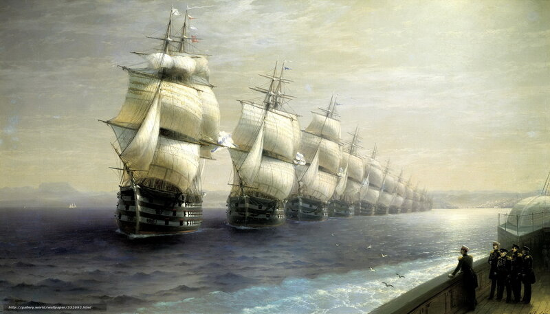 Sailing fleet at sea