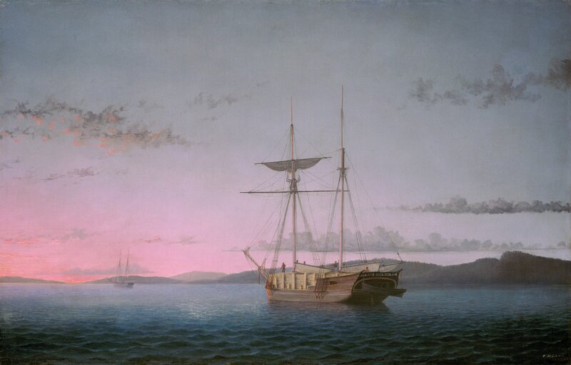 Sailing Ship at Dusk — Pink