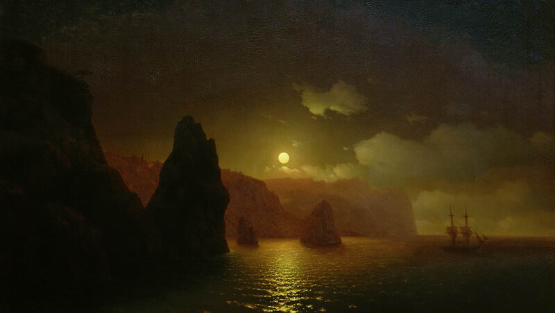 Sailing Ship at Night — Yellow