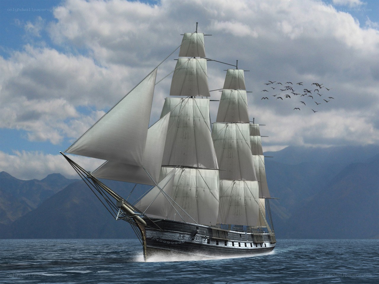 sailing ship at sea