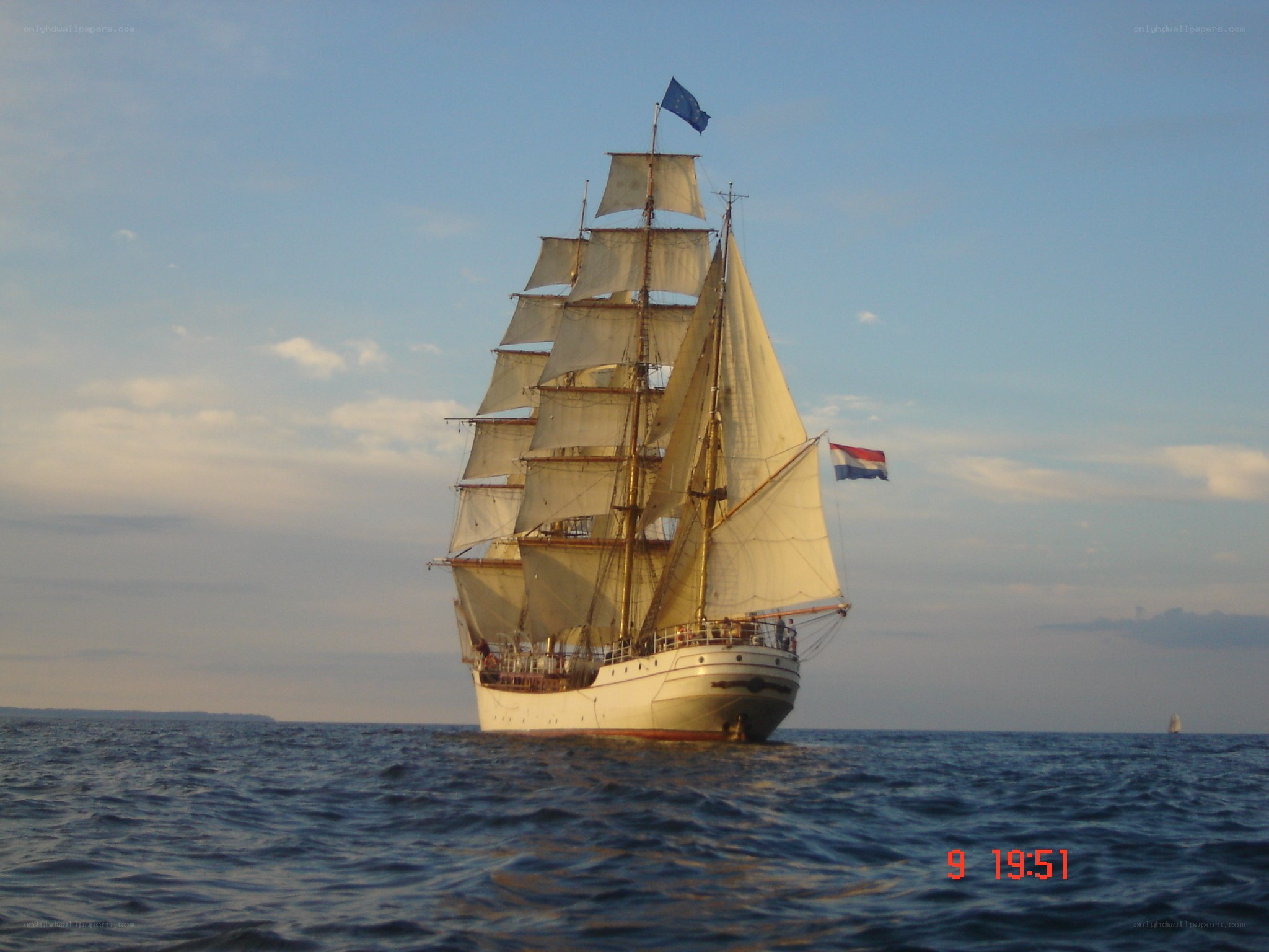 Sailing ship at sea