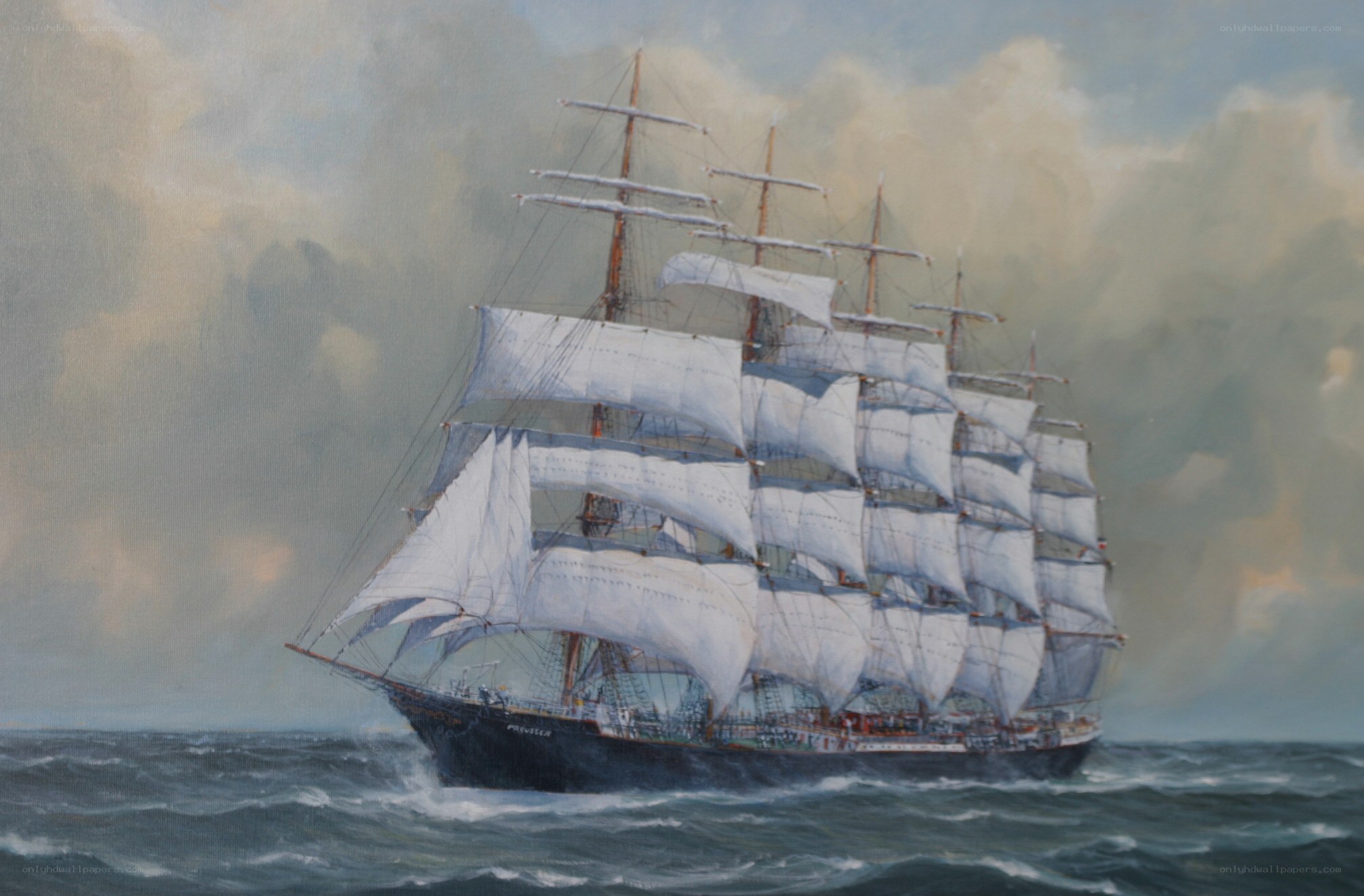 Sailing ship at sea