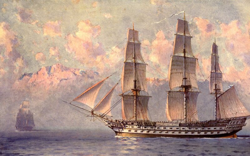 Sailing ship at sea