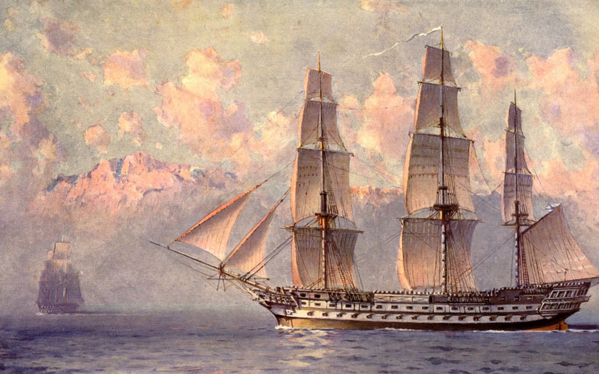 Sailing ship at sea