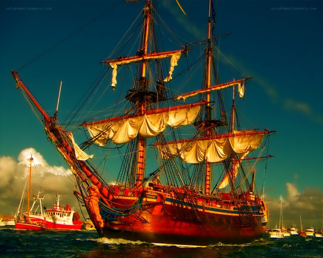 Sailing ship at sea