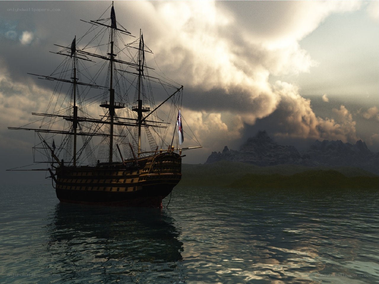 sailing ship at sea