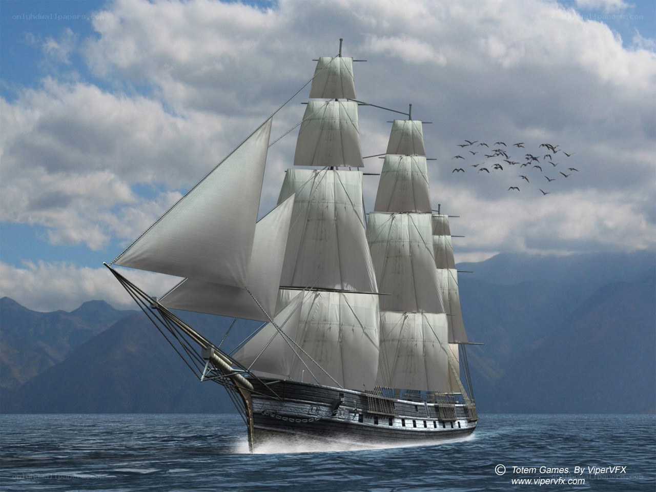 sailing ship at sea