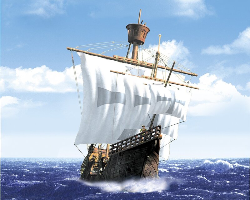 Sailing Ship at Sea — Blue, Dramatic, Afternoon, Digital Art