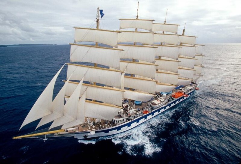Sailing Ship at Sea — Blue, Serene, Afternoon, Photograph