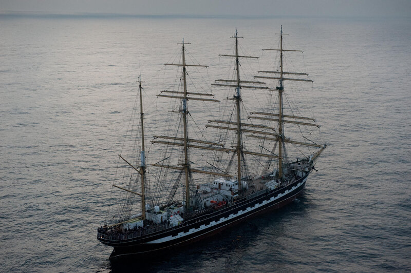Sailing Ship at Sea — Gray, Serene
