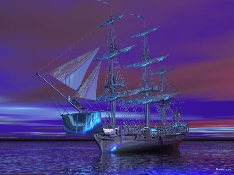 Sailing Ship at Sea — Purple