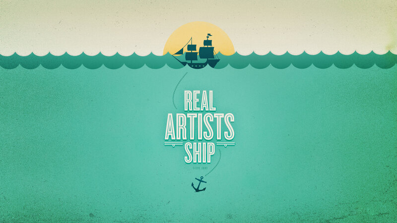 Sailing Ship at Sea — Teal
