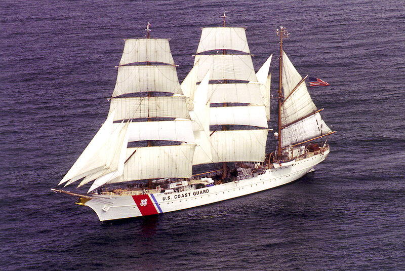 Sailing Ship at Sea — White
