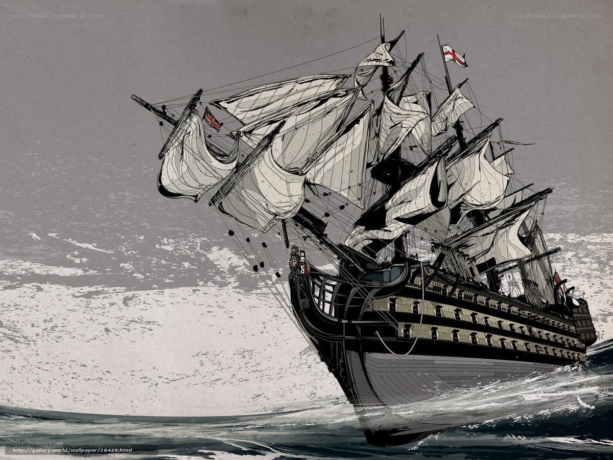 Sailing ship at sea