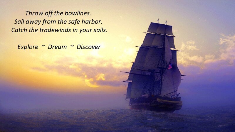Sailing Ship at Sunset — Yellow, Dramatic, Photograph