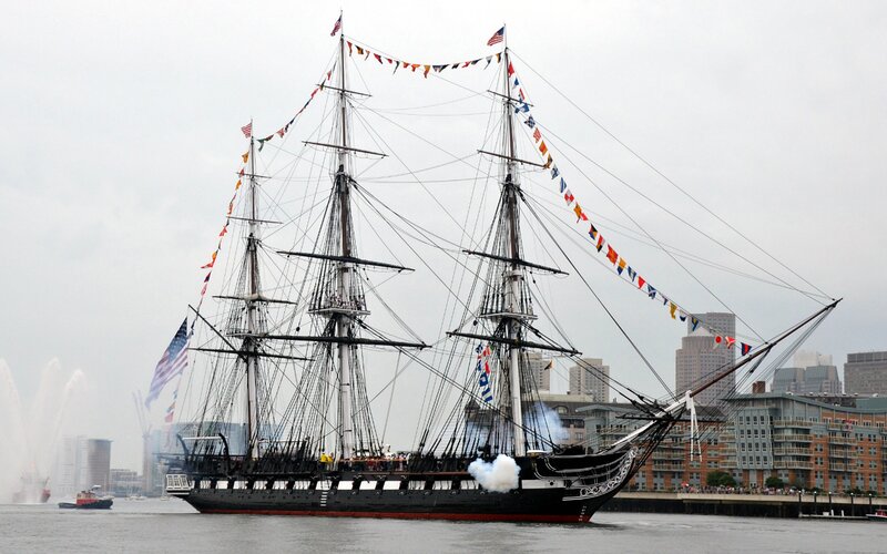 Sailing Ship Firing Cannon