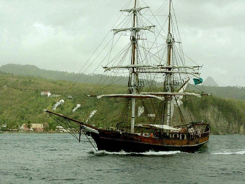 Sailing ship in a bay