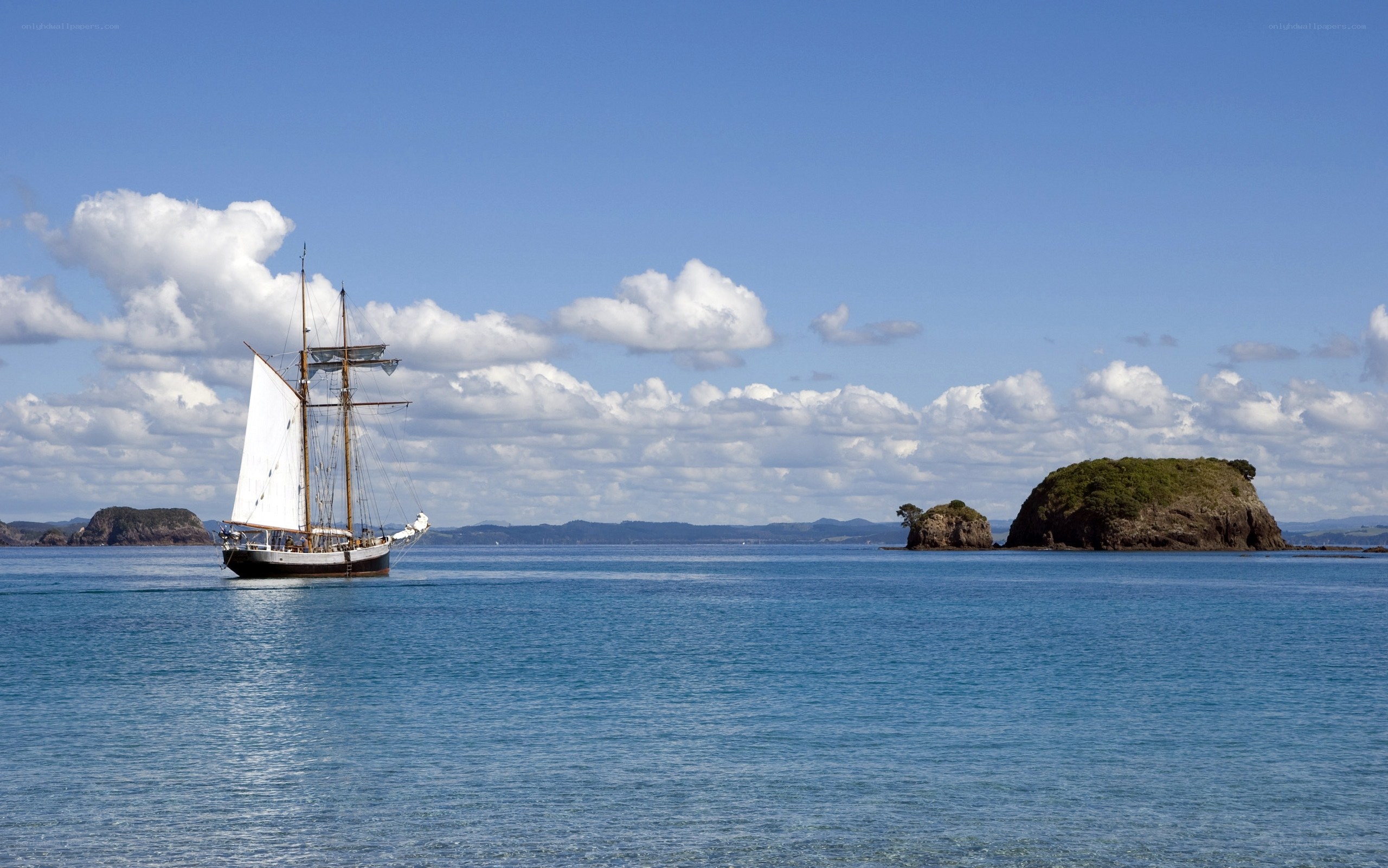 Sailing ship in calm waters