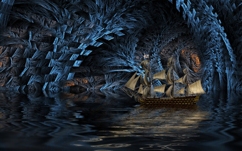 Sailing Ship in Cave