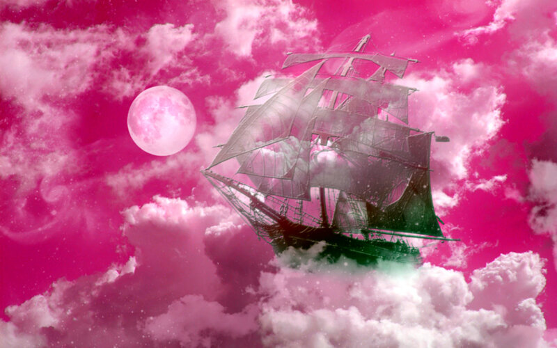 Sailing Ship in Clouds — Pink