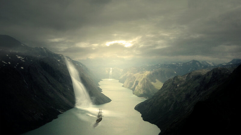 Sailing Ship in Fjord