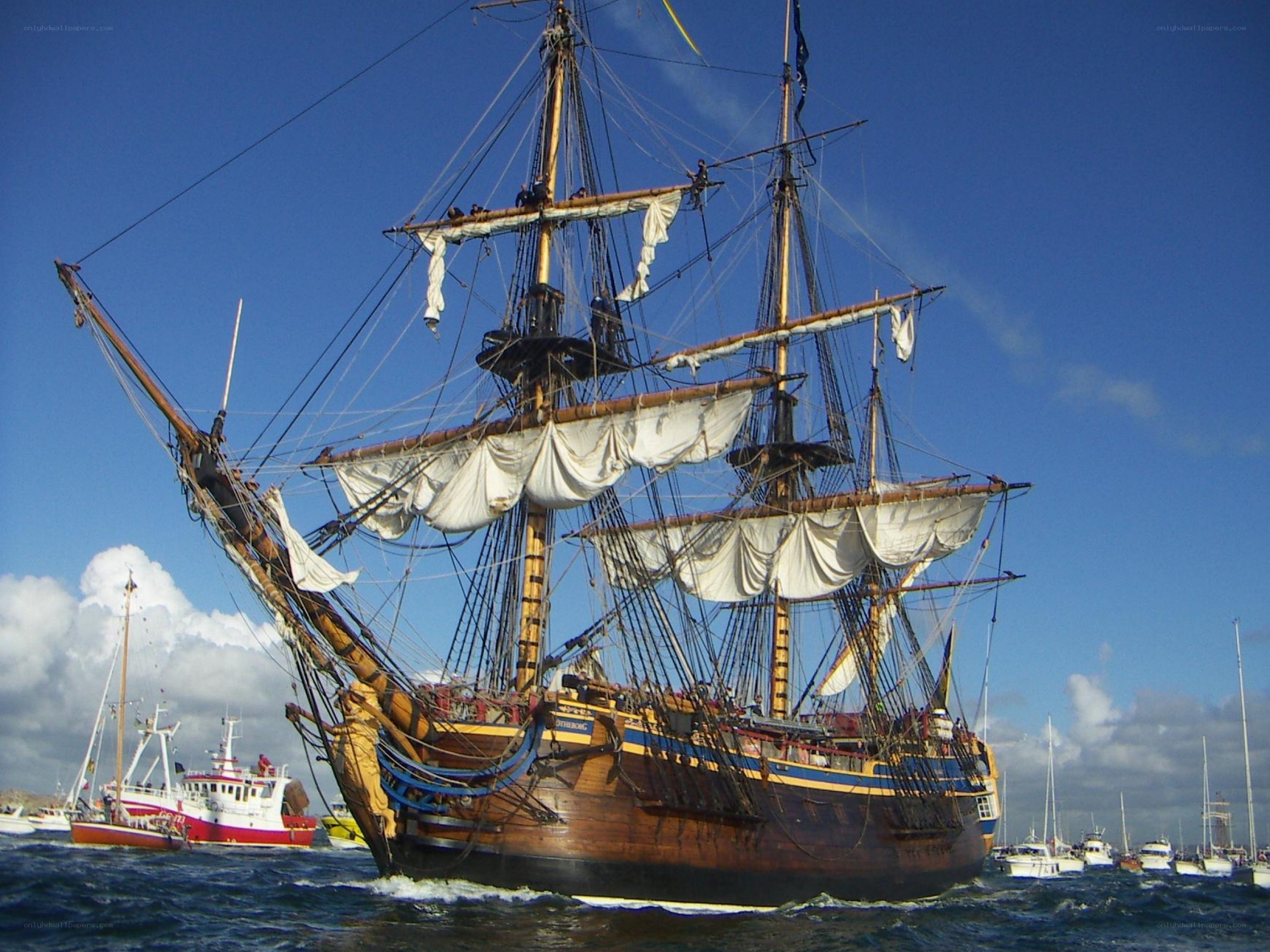 Sailing ship in harbor