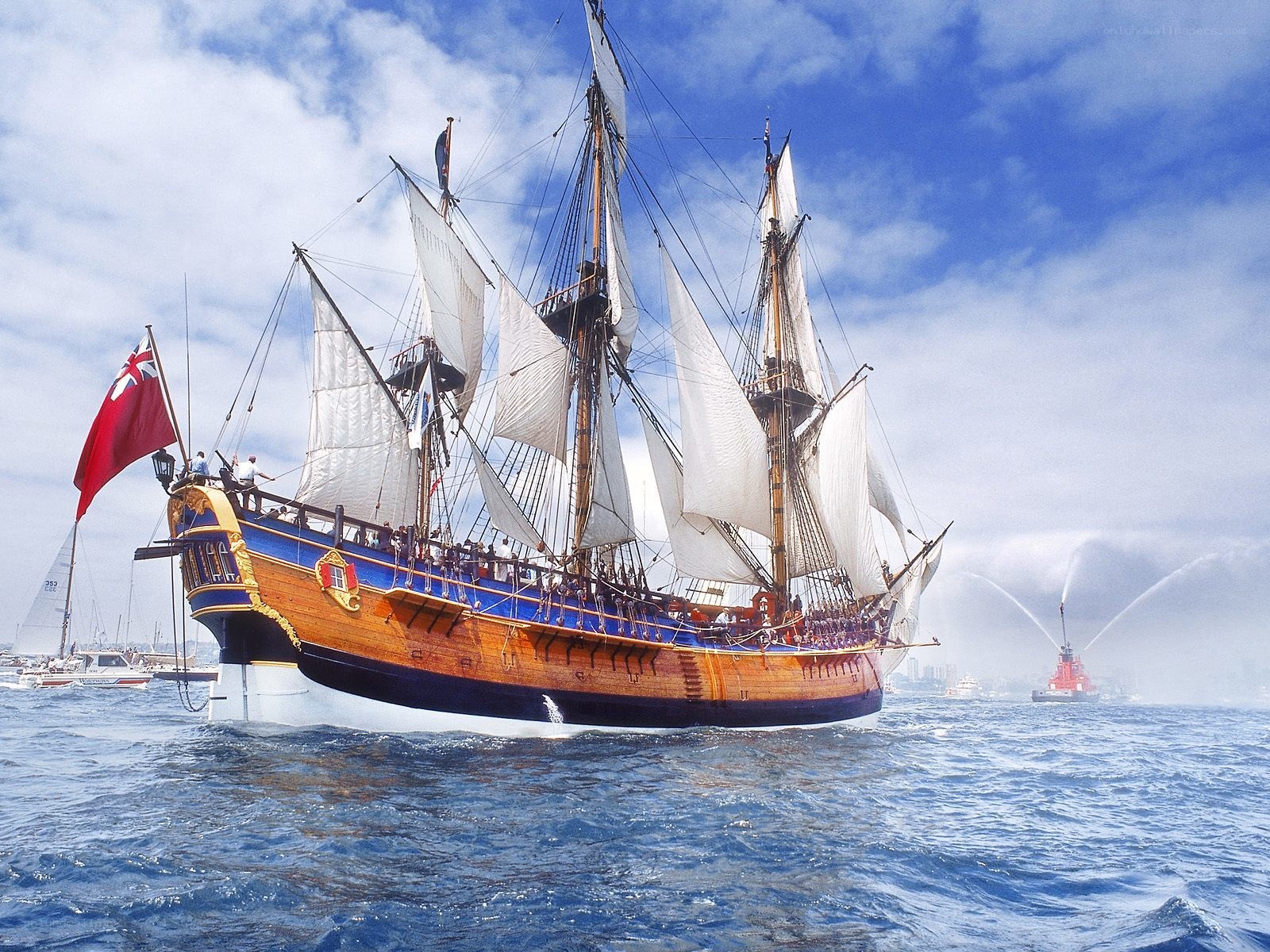 Sailing ship in harbor