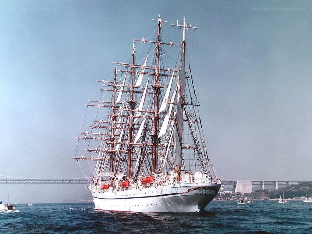 Sailing ship in harbor
