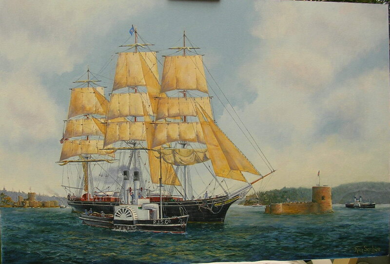 Sailing ship in harbor