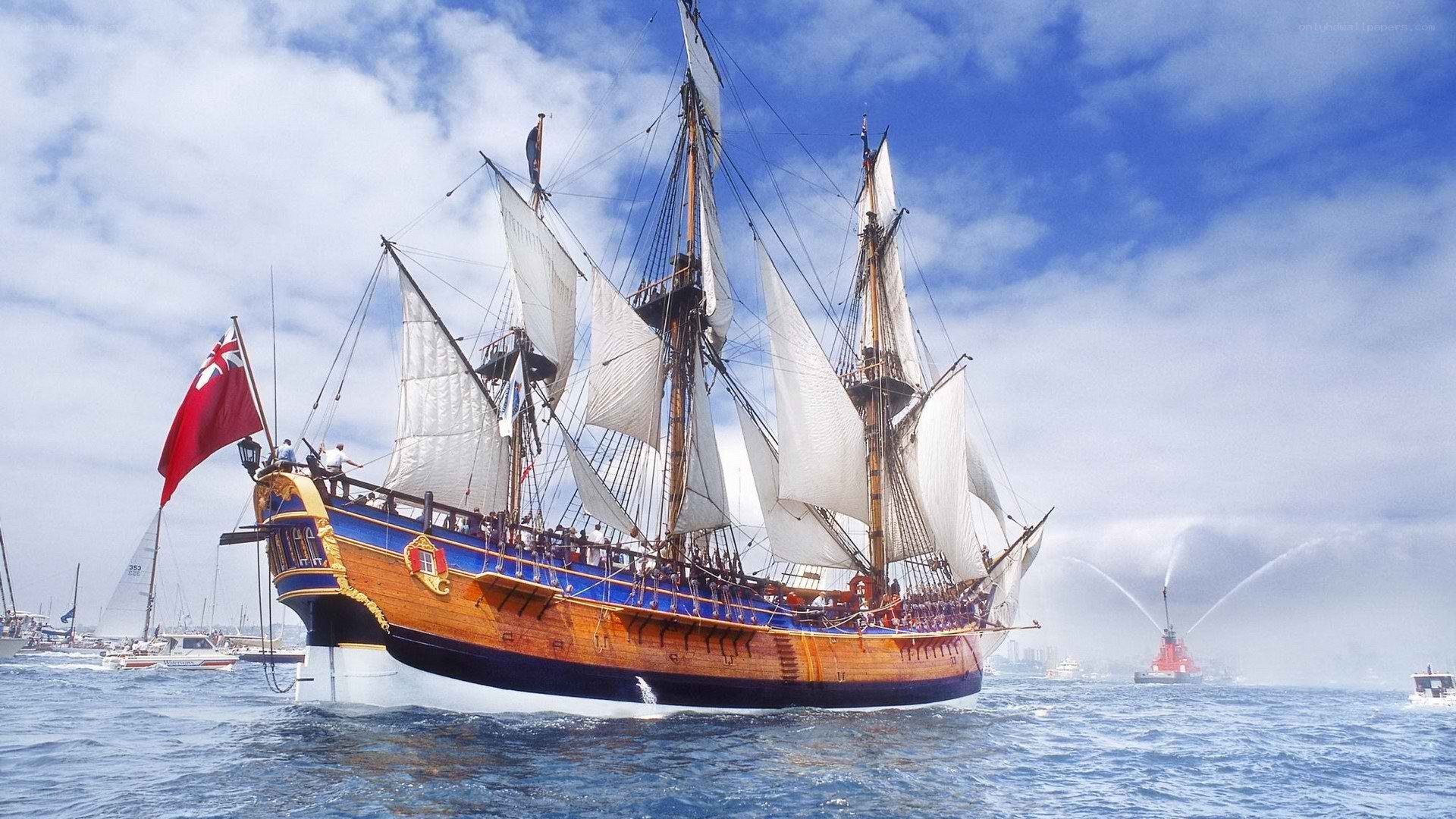 Sailing ship in harbor