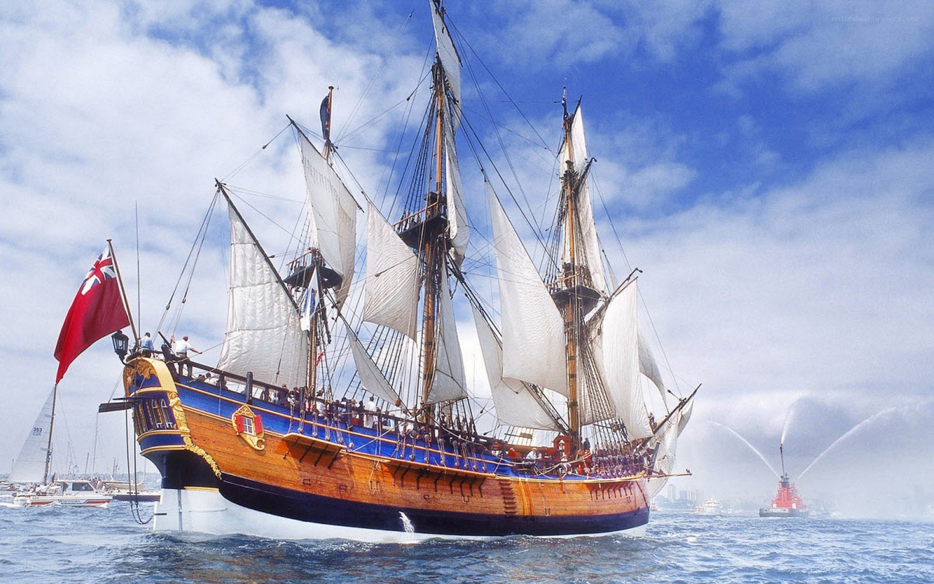 Sailing ship in harbor
