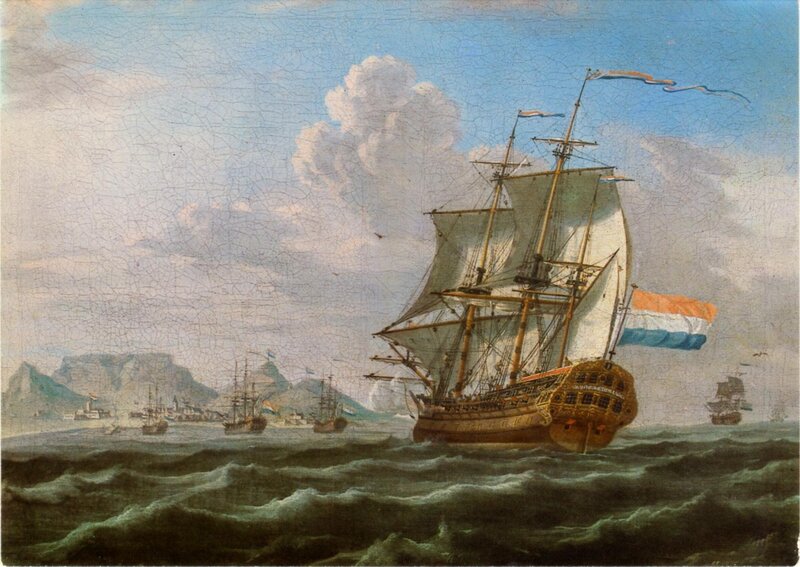 Sailing Ship in Harbor — Blue, Dramatic, Afternoon