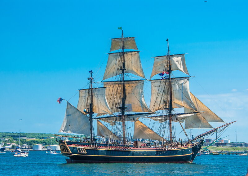 Sailing ship in harbor