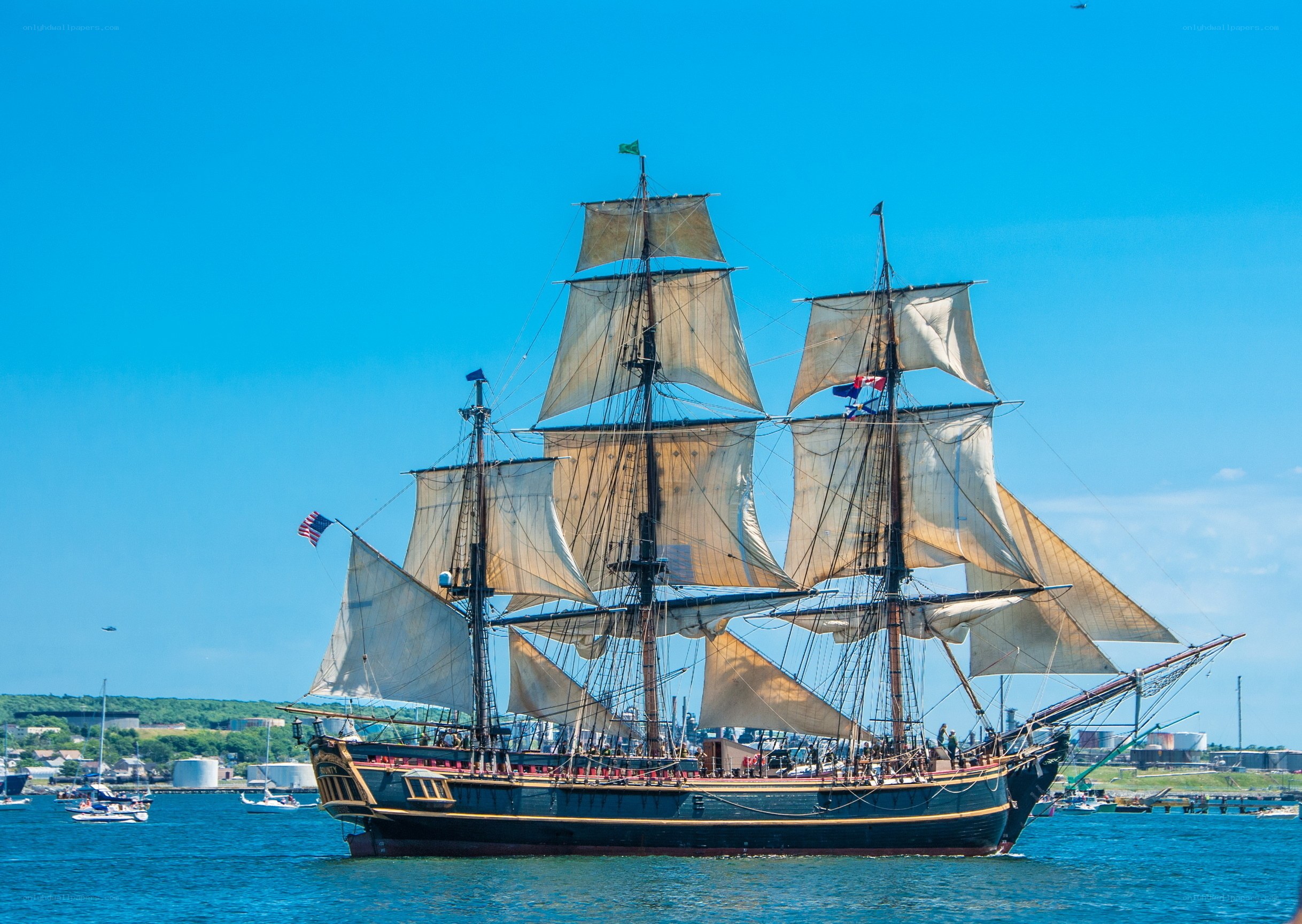 Sailing ship in harbor