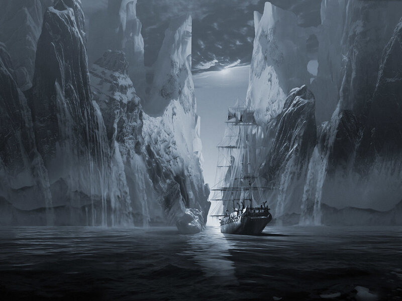 Sailing Ship in Ice Canyon