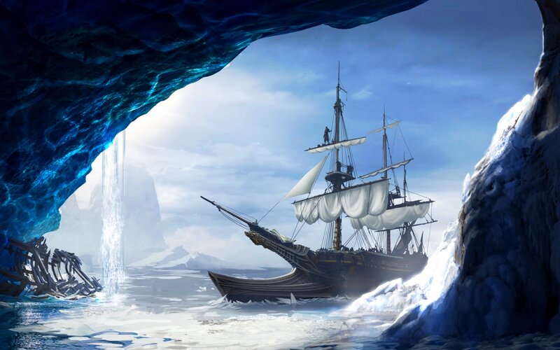 Sailing Ship in Ice Cave