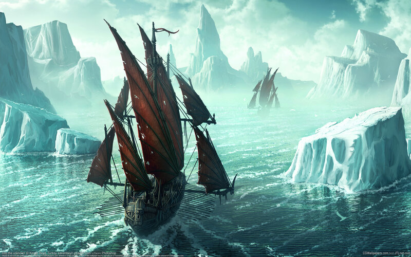 Sailing Ship in Ice Field