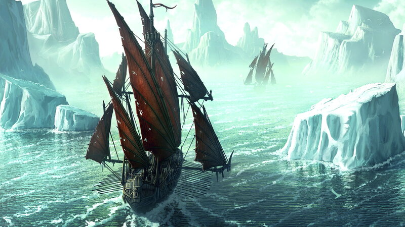 Sailing Ship in Ice — Green
