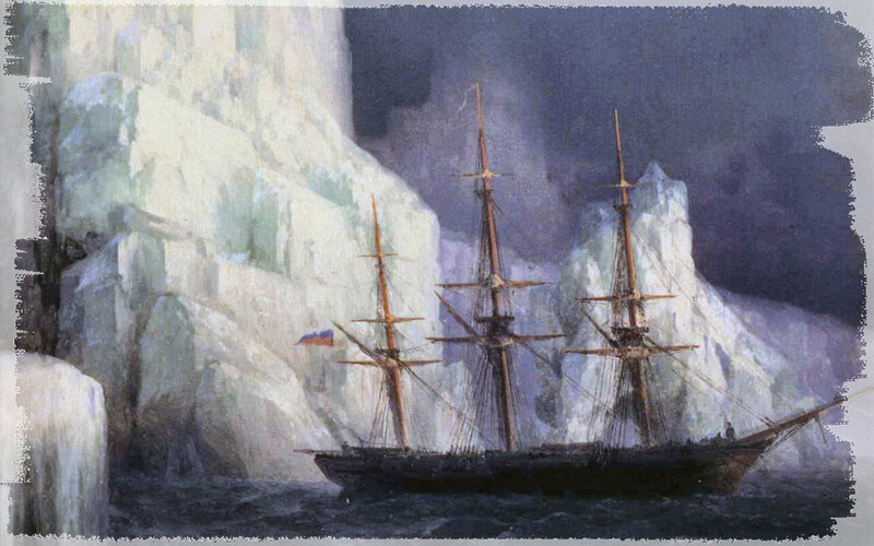 Sailing Ship in Ice — White