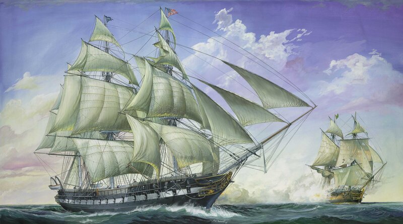 Sailing Ship in Ocean — Purple