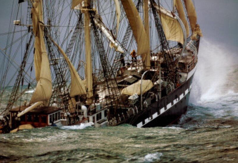 Sailing Ship in Rough Sea