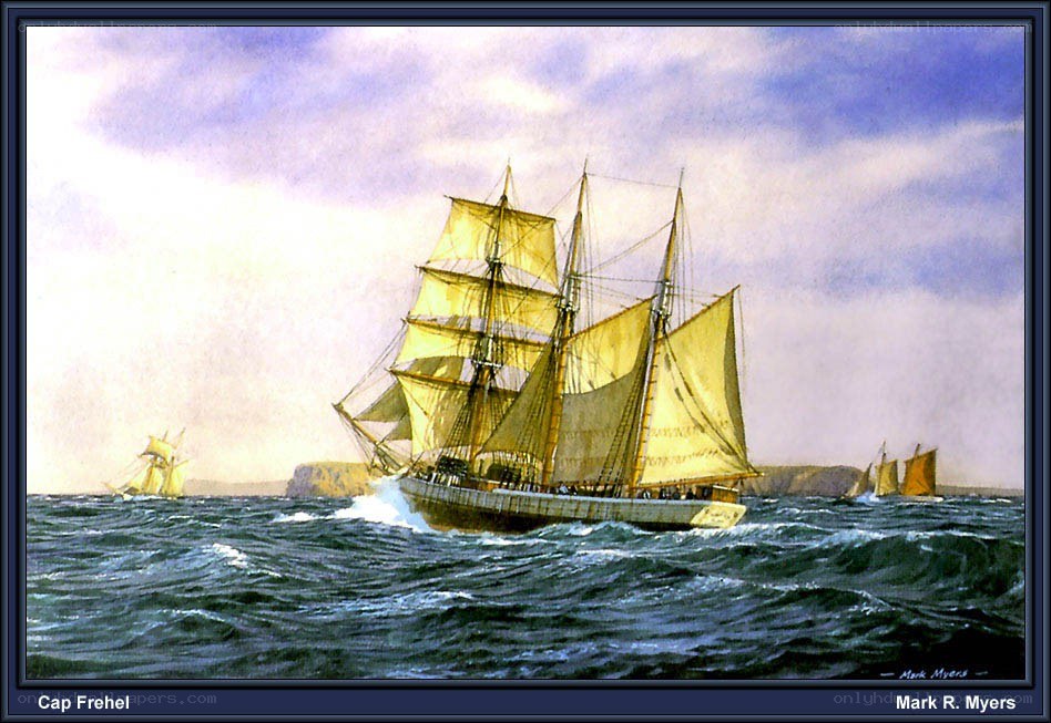 Sailing ship in rough seas