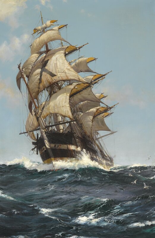 Sailing ship in rough seas