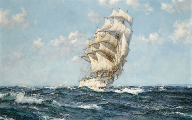 Sailing ship in rough seas